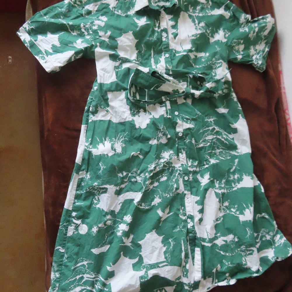 rare katie kime button up dress print sz L